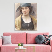 Meisje met een groene hoofddoek (door Ludwig Passi Canvas Afdruk (Insitu (Woonkamer))
