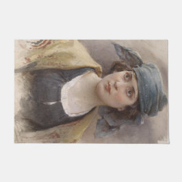 Meisje met een groene hoofddoek (door Ludwig Passi Deurmat