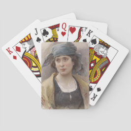 Meisje met een groene hoofddoek (door Ludwig Passi Pokerkaarten