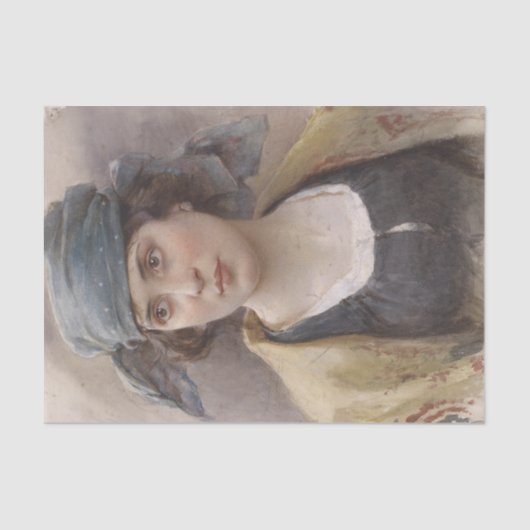 Meisje met een groene hoofddoek (door Ludwig Passi Tissuepapier (Voorkant)