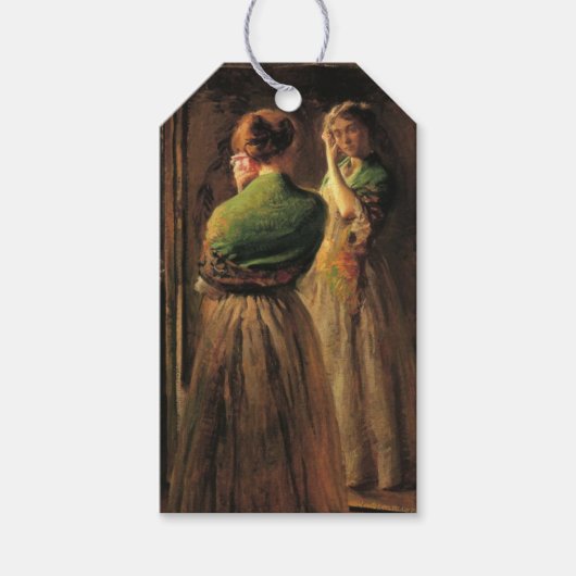 Meisje met een groene sjaal (door Joseph DeCamp) Cadeaulabel (Voorkant)