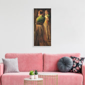 Meisje met een groene sjaal (door Joseph DeCamp) Canvas Afdruk (Insitu (Woonkamer))