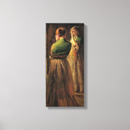 Meisje met een groene sjaal (door Joseph DeCamp) Canvas Afdruk