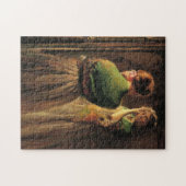 Meisje met een groene sjaal (door Joseph DeCamp) Legpuzzel (Horizontaal)