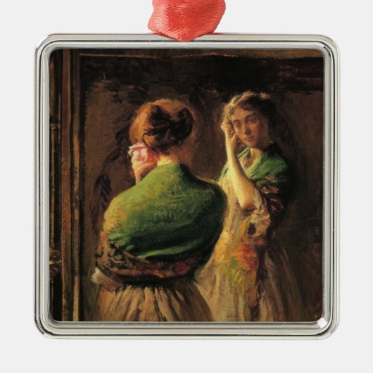 Meisje met een groene sjaal (door Joseph DeCamp) Metalen Ornament (Voorkant)