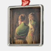 Meisje met een groene sjaal (door Joseph DeCamp) Metalen Ornament (Links)