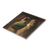 Meisje met een groene sjaal (door Joseph DeCamp) Tegeltje (Zijkant)