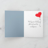 Meisje met een hartballon voor 7e verjaardag kaart (Binnen)