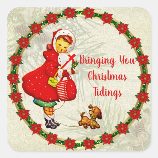  meisje met een hond-reuzencadeau vierkante sticker (Voorkant)