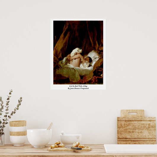 Meisje met een hond van Jean-Honore Fragonard Poster (Keuken)
