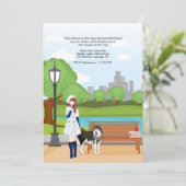 Meisje met een honden-uitnodiging kaart (Staand voorkant)