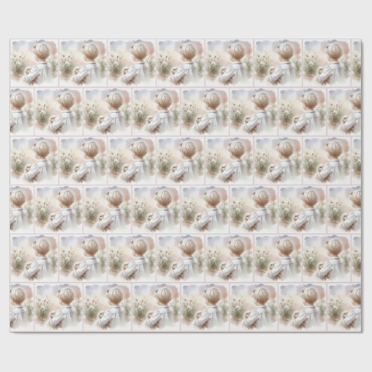 Meisje met een huisdier Bunny Cadeaupapier (Vlak)