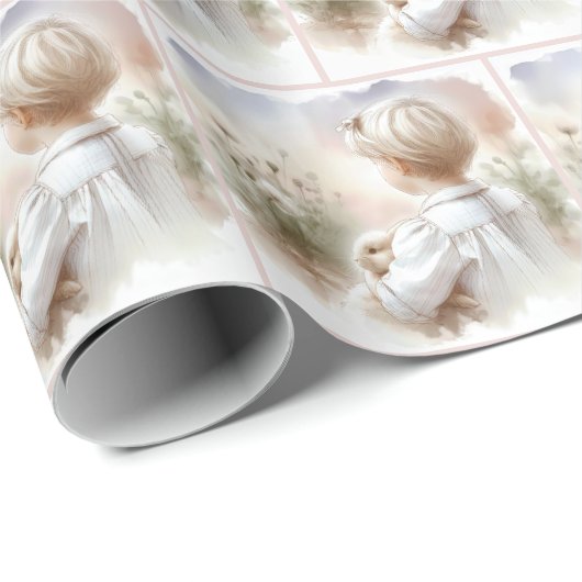 Meisje met een huisdier Bunny Cadeaupapier (Rol Hoek)