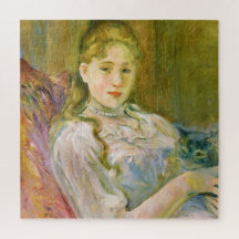 Meisje met een huisdier kat (door Berthe Morisot)