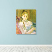 Meisje met een kat (door Berthe Morisot) Canvas Afdruk (Insitu (Houten vloer))