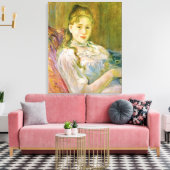 Meisje met een kat (door Berthe Morisot) Canvas Afdruk (Insitu (Woonkamer))