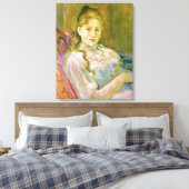 Meisje met een kat (door Berthe Morisot) Canvas Afdruk (Insitu (Slaapkamer))