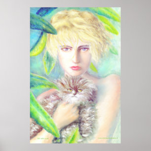Meisje met een kat poster