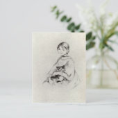 Meisje met een kat van Berthe Morisot Briefkaart (Staand voorkant)