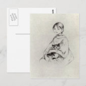 Meisje met een kat van Berthe Morisot Briefkaart (Voorkant / Achterkant)