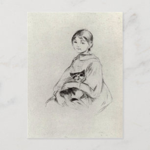 Meisje met een kat van Berthe Morisot Briefkaart