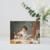 Meisje met een kat | Victor Gabriel Gilbert Briefkaart (Staand voorkant)