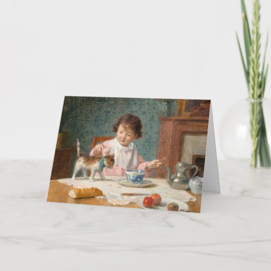 Meisje met een kat | Victor Gabriel Gilbert Kaart (Voorkant)