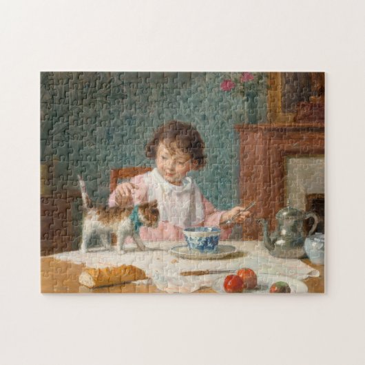 Meisje met een kat | Victor Gabriel Gilbert Legpuzzel (Horizontaal)