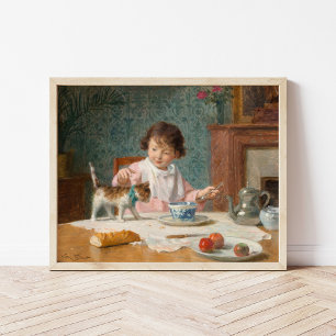 Meisje met een kat   Victor Gabriel Gilbert Poster