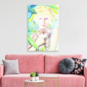 Meisje met een kattendoek canvas afdruk (Insitu (Woonkamer))