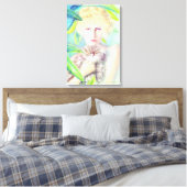 Meisje met een kattendoek canvas afdruk (Insitu (Slaapkamer))