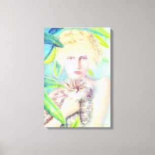 Meisje met een kattendoek canvas afdruk
