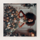 Meisje met een kerstboomjurk legpuzzel (Horizontaal)