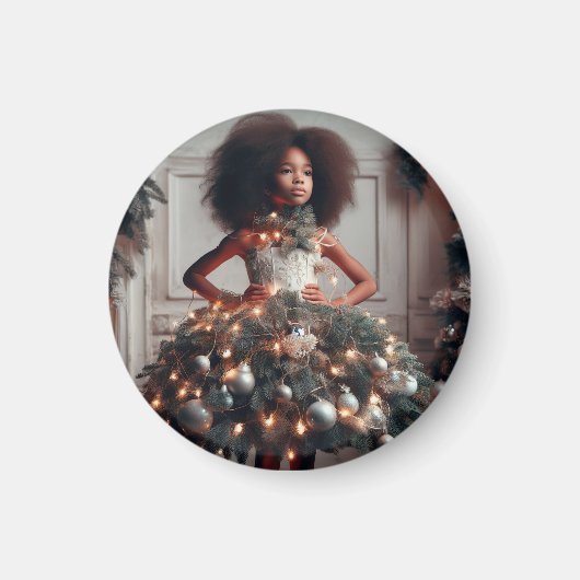 Meisje met een kerstboomjurk magneet (Voorkant)