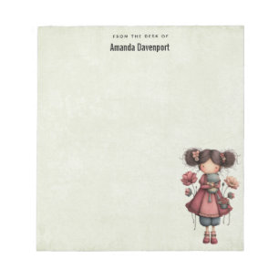 Meisje met een kikkerpop Schattig Whimsical Notitieblok