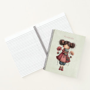 Meisje met een kikkerpop Schattig Whimsical Notitieboek