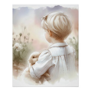 Meisje met een konijn perfect poster