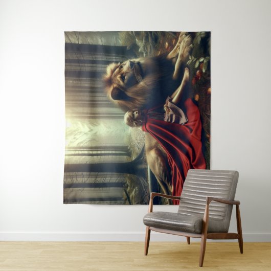 Meisje met een leeuw wandkleed (In situ)