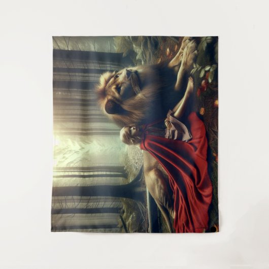 Meisje met een leeuw wandkleed (Voorkant)