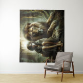 Meisje met een leeuw wandkleed (In situ)