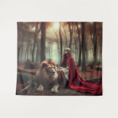 Meisje met een leeuw wandkleed (Voorkant (horizontaal))