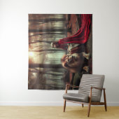 Meisje met een leeuw wandkleed (In situ)