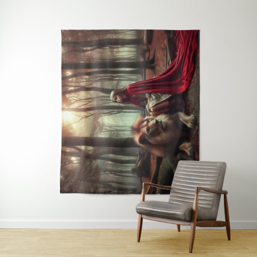 Meisje met een leeuw wandkleed (In situ)