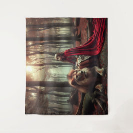 Meisje met een leeuw wandkleed