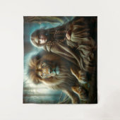 Meisje met een leeuw wandkleed (Voorkant)