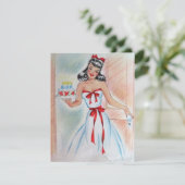 meisje met een maagdarm feestdagenkaart (Staand voorkant)