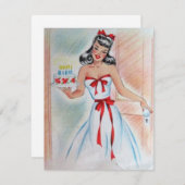 meisje met een maagdarm feestdagenkaart (Voorkant / Achterkant)