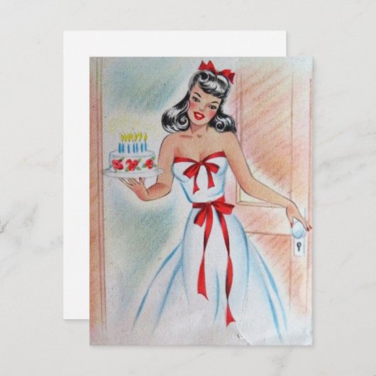  meisje met een maagdarm feestdagenkaart (Voorkant / Achterkant)