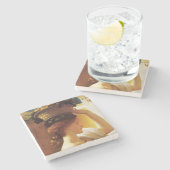 Meisje met een mand van fruit (door Frederic Leigh Stenen Onderzetter (Zijkant)