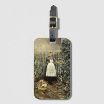 Meisje met een mand van groenten in een tuin